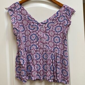 LOFT geometric pattern, lightweight blouse, Size M